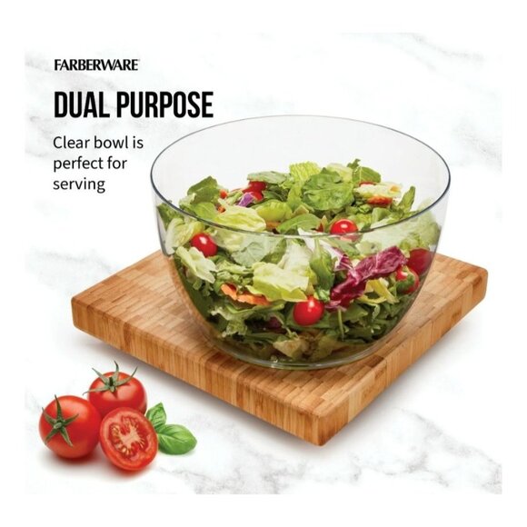 Farberware Professional Easy to Use Pump Plastic Salad Spinner 6.6 qt New - Picture 4 of 12